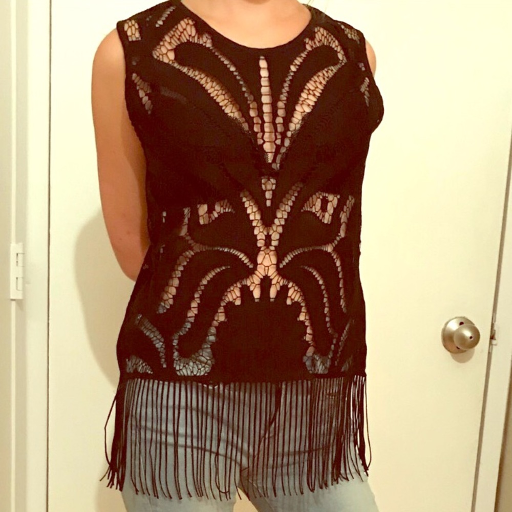 Zara lace fringe top